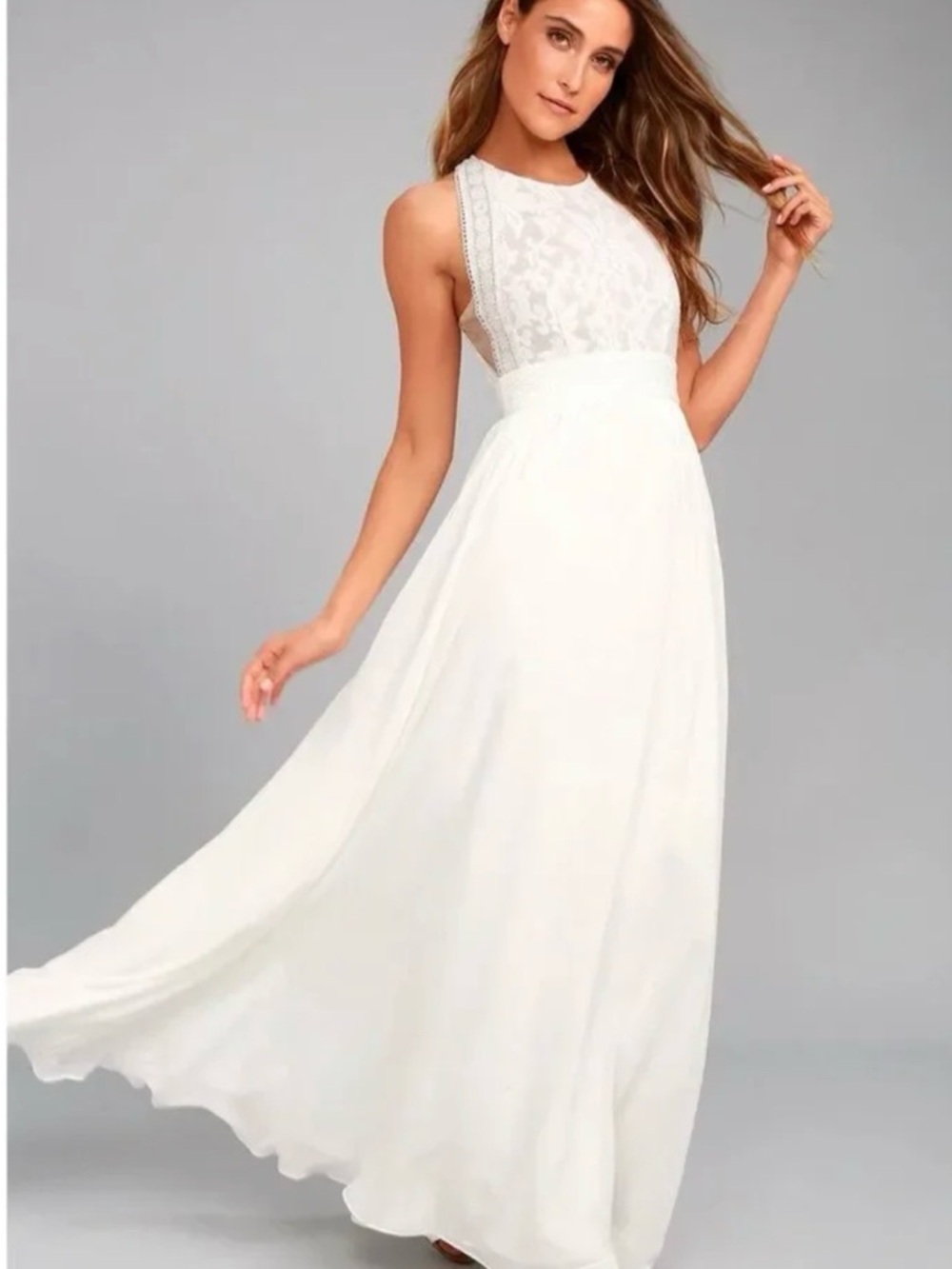 NWT Lulus Forever and Always Lace 
Ivory Sleeveless Wedding Dress